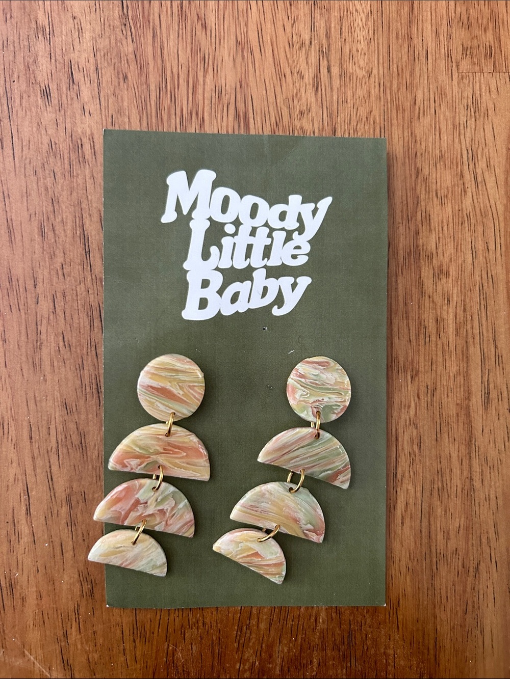 Moody Little Baby Green Marbled Dangle Earrings